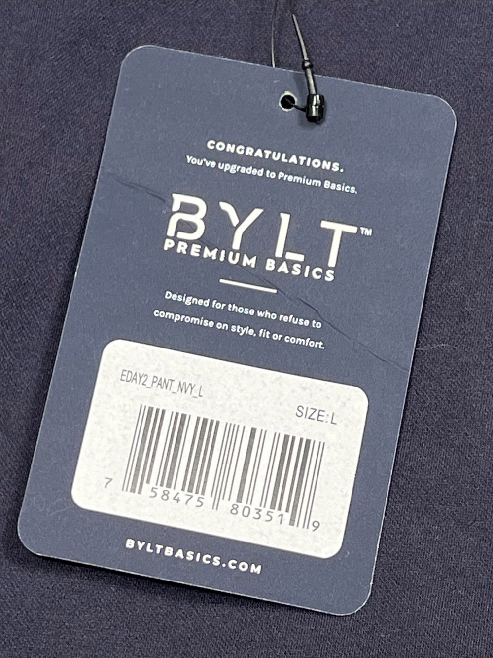 NWT BYLT Everyday Pant 2.0 Mens L (34x30) Navy Blue Stretch Performance Trousers - Picture 2 of 9